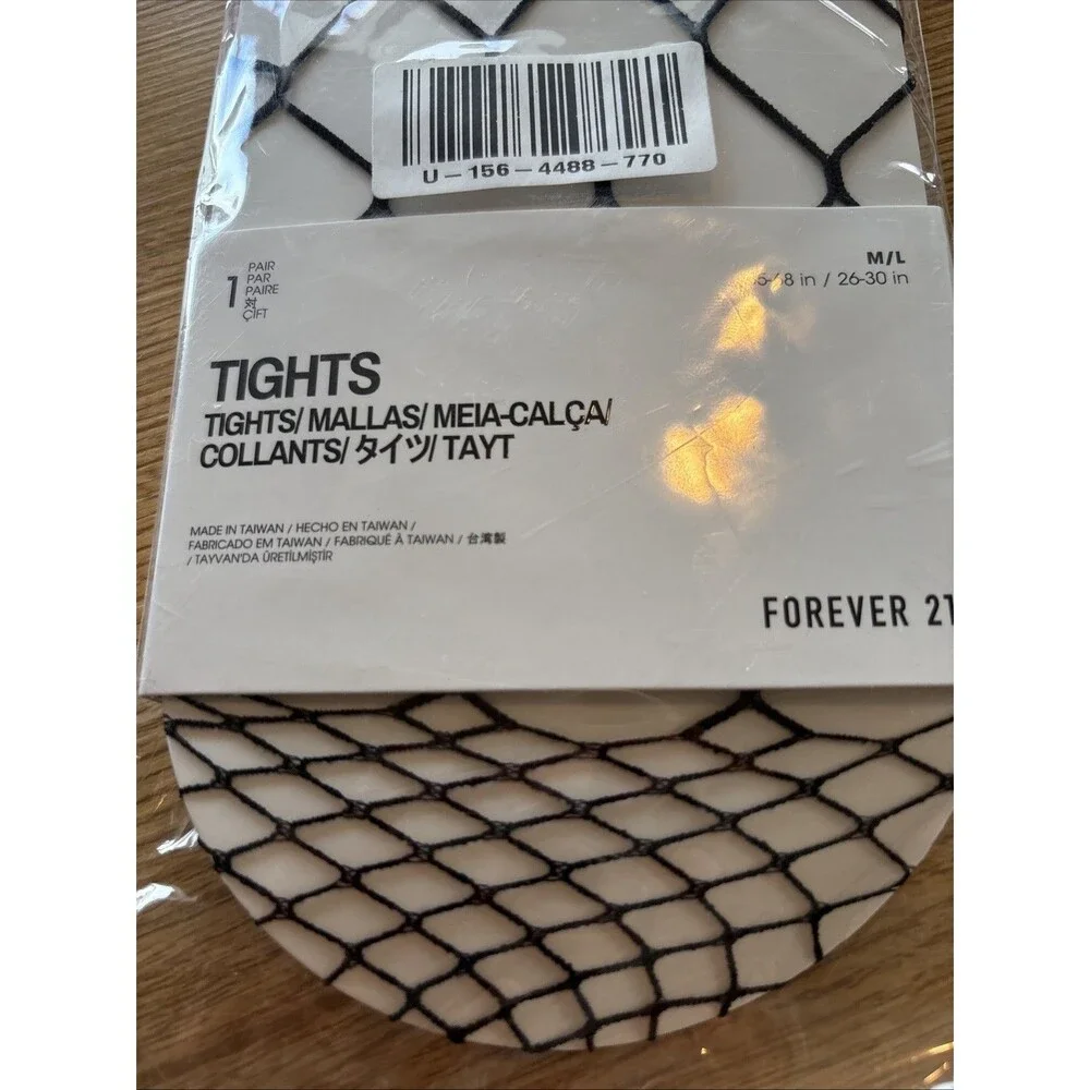 NEW Fishnet Tights BLACK Med / LG (26” - 30”) NIP 92% Nylon 8% Spandex Sexy Goth